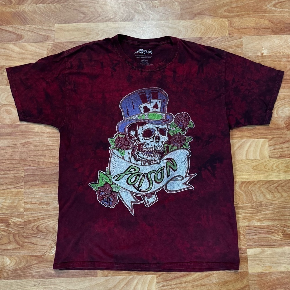Poison Dragging the Cat Across America 87 Tour Purple Tye Dye T Shirt RP Sz L